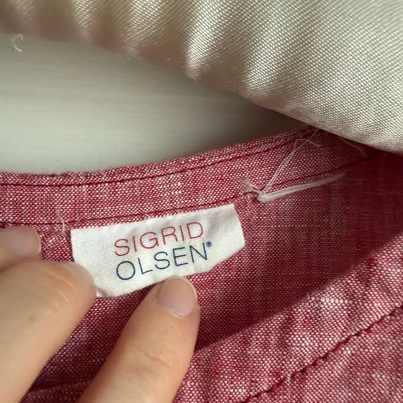 Sigrid Olsen Raspberry Linen Blouse - Picture 2 of 4